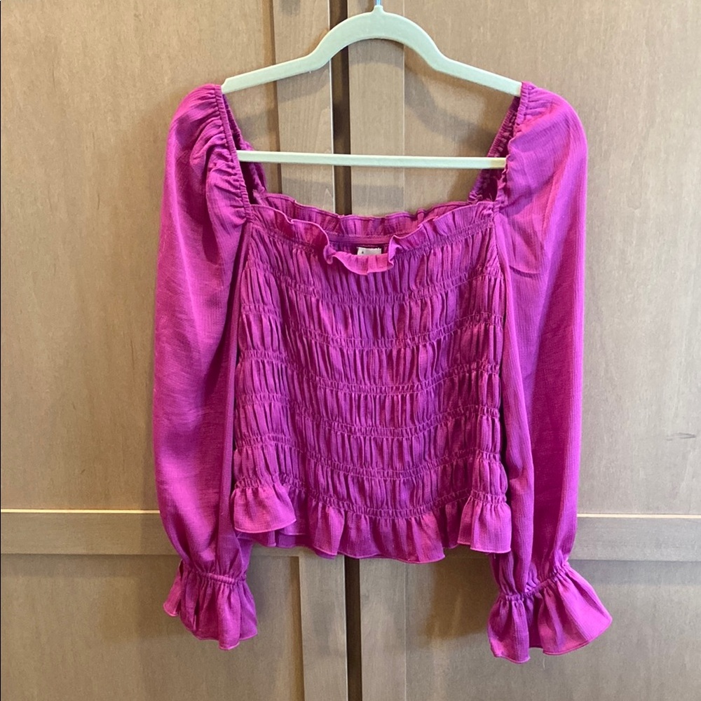 Elegant Pink Smocked Women's Top